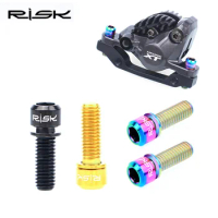 RISK 4pcs M6x18mm M6x20mm Titanium Alloy Mountain Bike Disc Brake Fixing Bolts Screws With Washer for MTB Bicycle