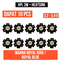 Lampu HPL 3W Royal Blue Biru Heatsink High Power LED 3 Watt W 10 Pcs