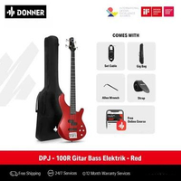Donner DPJ - 100R Gitar Bass Elektrik - Red