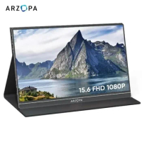 ARZOPA 1080P Portable Monitor 15.6 Inch Monitors for Laptop MAC Switch Xbox Phone PS4 PC USB C HDMI-Compatible Computer Display