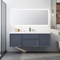 Modern Minimalist Solid Wood Bathroom Cabinet Rock Slab Washstand Smart Mirror Cabinet