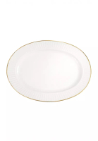 FELLI Qualitier Premium Fine Porcelain Gold Rim Oval Platter 13" - Drape Gold