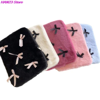 Ins Plush Bow Pink Laptop Sleeve Case Bag Macbook Air Pro 11 13 14 15 Inch M1 M2 Mac Book Cover For Ipad Pro 11 12.9 Laptop Bag