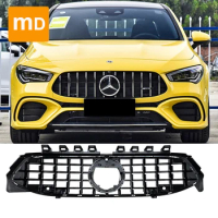 Glossy Black Radiator Grilles For Mercedes Benz CLA Class C118 2020+CLA180 CLA200 AMG Hood Car Accessories Bumpers Guard