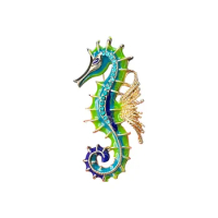 1Pc Vintage Sea Horse Brooch for Men Women Retro Animal Hippocampus Brooches Pins Jewelry Accessories Party Gifts 2024 Trend