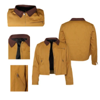 2023 TV Reacher Jack Fantasia Cosplay Brown Jacket Costume For Adult Men Denim Coat Male Fantasy Fancy Dress Up Party Clothes