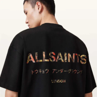 【ALLSAINTS】UNDERGROUND 純棉LOGO短袖T恤-黑 M071PB(寬鬆版型)