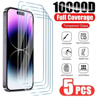 5PCS Tempered Glass for iPhone 15 Pro Max 14 Plus 13 12 11 Mini Screen Protector iPhon 7 8 X XR Xs 6 6s Protective Film Cover