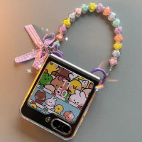 Cute Bow Love Bracelet Phone case For Samsung Galaxy Z Flip 5 flip5 zflip5 Clear Cover