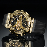 【CASIO 卡西歐】G-SHOCK 重金屬工業風雙顯錶-黑金 畢業禮物(GM-110G-1A9)