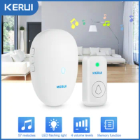 KERUI M521 Wireless Doorbell Outdoor Smart Home Security Welcome Chime Kit 57 Songs Door Bell Alarm LED Light Waterproof Button