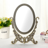 歐式鏡子化妝鏡公主鏡臺式 韓國便攜折疊雙面鏡梳妝鏡書桌臺面鏡