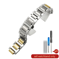 Watchband for Cartier Ballon Bleu De Series Solid Stainless Steel Strap with Convex Interface Bracel