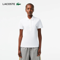【LACOSTE】女裝-緊身彈性棉短袖Polo衫(白色)