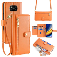 Wallet Crossbody Phone Case for Xiaomi Poco C51 C50 C40 M6 M4 M3 M2 X5 X4 X3 NFC F2 Pro M5 M5S F4 F3 GT X2 Flip Cover with strap