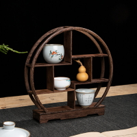 中式訂婚糕點擺臺置物架茶具收納架桌面博古架雞翅木實木展示架子