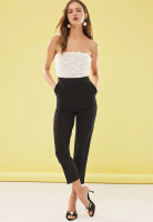 Trendyol Black And White 3D Rose Detailed Woven Jumpsuit