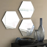 10pcs Mirror Wall Stickers Sticker Room Decoration Home Decor Hexagon Beehive Honeycomb Geometry Simple Shape Tiles R229