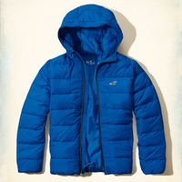 美國百分百【Hollister Co.】外套 HCO 中空纖維 連帽 夾克 海鷗 藍色 S M L XL號 G255