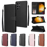 Luxury Flip Leather Case For Samsung S24 Ultra S23 Fe S22 S10 S9 S8 Plus Note 10 20 Wallet Cover