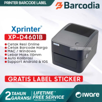 PRINTER BARCODE THERMAL / LABEL PRINTER XPRINTER XP-4601B BLUETOOTH A6 HITAM