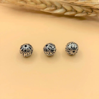 Bi tròn bạc thái khắc hoa văn hình thoi ~9 ly - Charm Bạc 925 - Mã CA570
