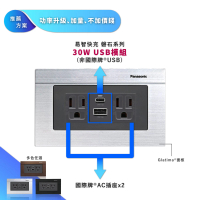 易智快充 磐石系列-國際牌™ Panasonic™ Glatima™面板 30W USB快充插座(Type-C +USB-A)