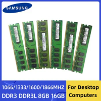 SAMSUNG DDR3 DDR3L 8GB 16GB DIMM 1066MHz 1333MHz 1666MHz 1866MHz 240Pin 1.35V 1.5V RAM PC3-10600 12800 for Desktop Computer Ram