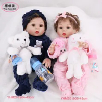 43 Cm 17 ''Full Body Silikon Reborn Bayi Boneka Kembar Mainan Mandi Manusia Hidup Baru Lahir Putri Bayi Boneka Bonecas bebes Reborn Boneka