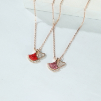 925純銀項鍊鋯石吊墜-銀杏葉子短款鎖骨鍊女飾品4款74bu23【獨家進口】【米蘭精品】