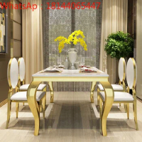 Beiou qingshe marble dining table stainless steel dining table