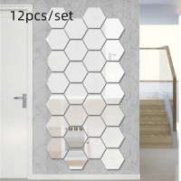 Wall Art Sticker DIY Household Hexagon Decorative Sticker Tiles Sticker Mirror Wall