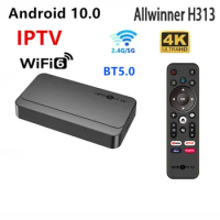 2024 New Android TV Box 10.0 H313 2GB+8GB 4K HDR WiFi6 ATV with Voice Remote Control Support IPTV Stream Media Player