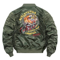 Spring Autumn Bomber Jacket Men Outdoor Pilot Military Baseball Jacket Tiger Embroidered Large Size Air Force Flight Coat