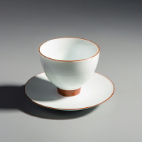 景德鎮茶具陶瓷脂白青釉金邊杯墊影青手繪瓷杯墊杯托茶托茶碟杯墊