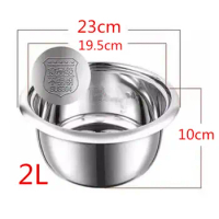 2L High Quality 304 stainless steel rice cooker inner containerPot Replacement Accessories Rice Cooke Inner pot