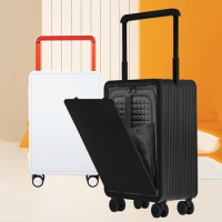 Travel Suitcase of Front Opening for Male and Female Boarding 20-inch Fashion Trolley Case with Laptop Storage Travel Bag