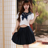 Bộ Đồ Thủy Thủ Nhật Bản, PXFS, Phong Cách JK, Trang Phục Học Sinh, ngắn Tay, Có Nơ, Váy Xếp Ly, Phon