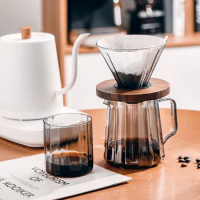 Advanced Grey Glass Hand-brewed Coffee Drip Filter Cup Household Coffee Maker Sharing Pot Filter Cup Professional Coffeeware Set