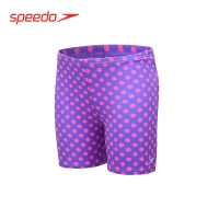 Speedo/速比濤 柔軟 可愛夢幻粉紫波點兒童防曬短款泳褲水陸兩用#