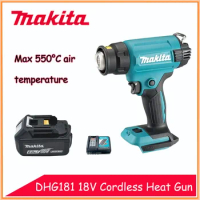 Original Makita Cordless Heat Gun DHG181 18V Max 550d 200L/Min Lithium Battery High Power Portable Heat Shrink Film Baking Gun
