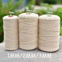1mm2mm 3mm 4mm 5mm6mm 8mm10mm Macrame Rope100% Cotton Cord Twisted String For Handmade Natural Beige Rope DIY Home Accessories