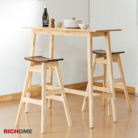 【RICHOME】歐力克實木高腳桌椅組(1桌2椅)W120 × D45 × H106 cm