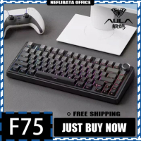 AULA F75 Mechanical Keyboard 2.4G Wireless Bluetooth RGB Customized 75% Layout OEM Profile Gasket Structure Gaming Gifts