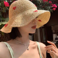 Summer Hats for Women Sun Hat Beach Womens Straw Hats Crochet Hat Panamas UV Protection Sun Visor Beach Hats
