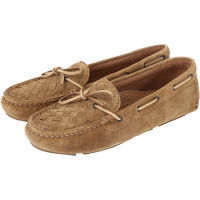 BOTTEGA VENETA 麂皮編織綁帶莫卡辛鞋(棕色)