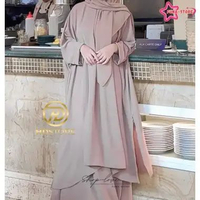[PROMO FUNA] Set Noor Abaya Lesti Tunik Melayu Gamis Malaysia Busui Friendly Bawahan Rok Bahan Crink
