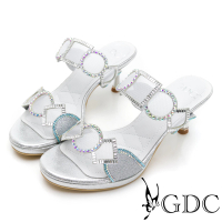 【GDC】致命誘惑網紗水鑽金屬感中跟拖鞋-銀色(113411-98)
