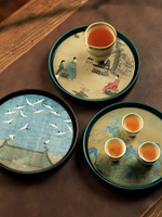 原創速干吸水茶盤干泡茶臺陶瓷壺承家用小型圓形功夫茶具茶海托盤