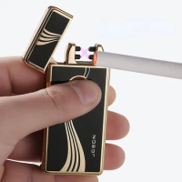 Jobon Electronic Metal Windproof Lighter USB Rechargeable Slim Double Arc Lighter Cigarette Accessories Men's Gifts Men's Toys
